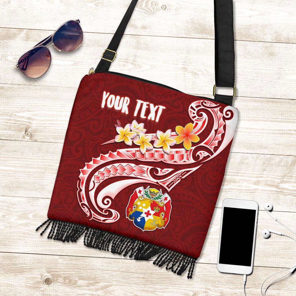 Tonga Personalised Crossbody Boho Handbag - Tonga Coat Of Arms With Polynesian Patterns One Style One Size Red - Polynesian Pride