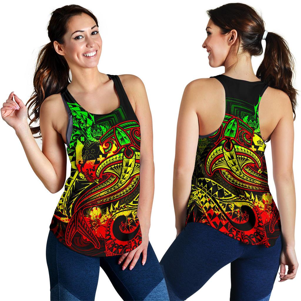 Tonga Women's Racerback Tank - Reggae Shark Polynesian Tattoo Art - Polynesian Pride