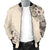 Cook Islands Men's Bomber Jacket - The Beige Hibiscus - Polynesian Pride