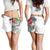 Fiji Polynesian Women's Shorts - Summer Plumeria (White) - Polynesian Pride