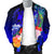 Tonga Men's Bomber Jacket - Humpback Whale with Tropical Flowers (Blue) - Polynesian Pride