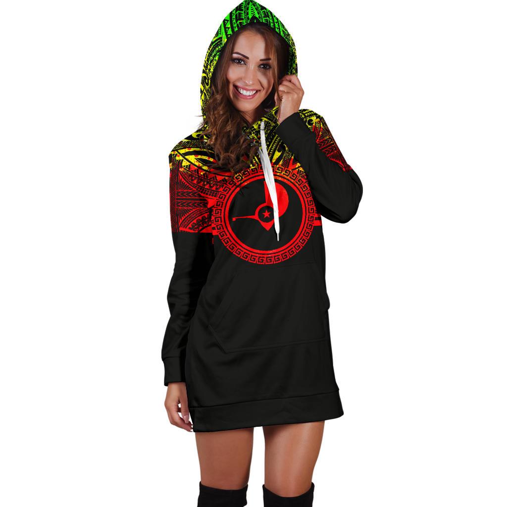 Yap Women Hoodie Dress - Yap Coat Of Arms Polynesian Reggae Color - Polynesian Pride