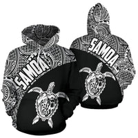 Samoa Hoodie Samoa Turtle Mermaid Polynesian Tattoo White Unisex Black - Polynesian Pride