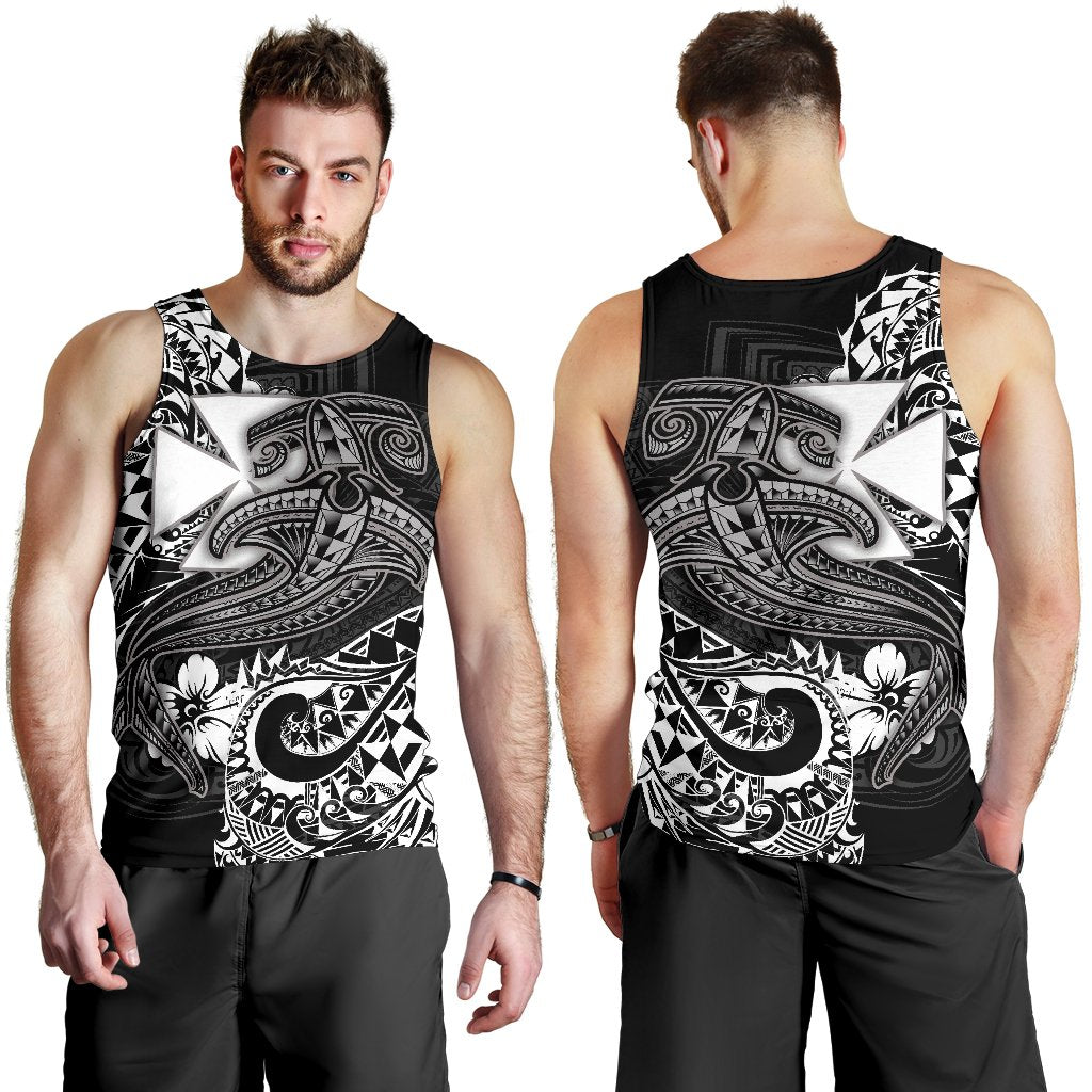 Polynesian Wallis and Futuna Men's Tank Top - White Shark Polynesian Tattoo White - Polynesian Pride