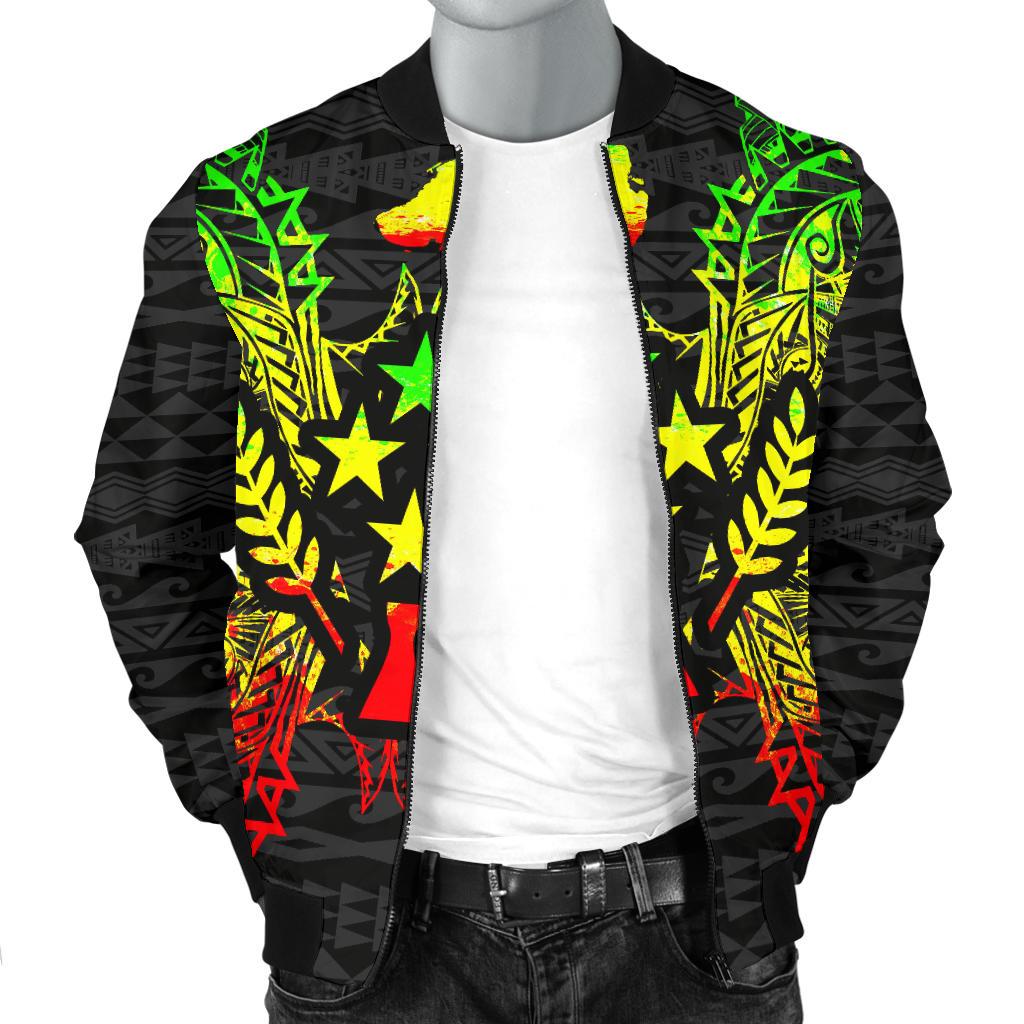 Kosrae Polynesian Men's Bomber Jacket Map Reggae - Polynesian Pride