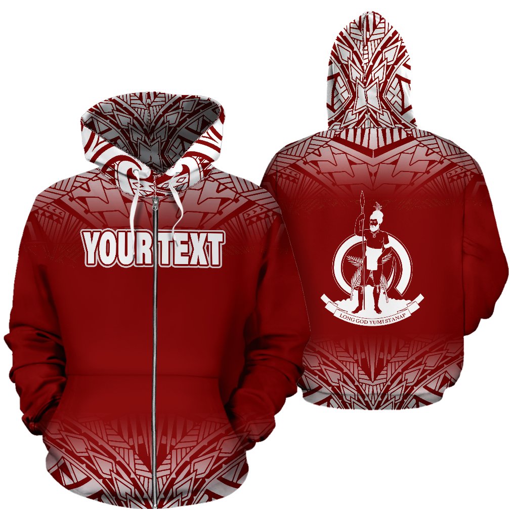 Vanuatu Custom All Over Zip up Hoodie Fog Red Unisex Red - Polynesian Pride