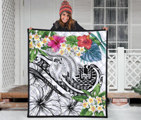 Tahiti Polynesian Premium Quilt - Summer Plumeria (White) - Polynesian Pride