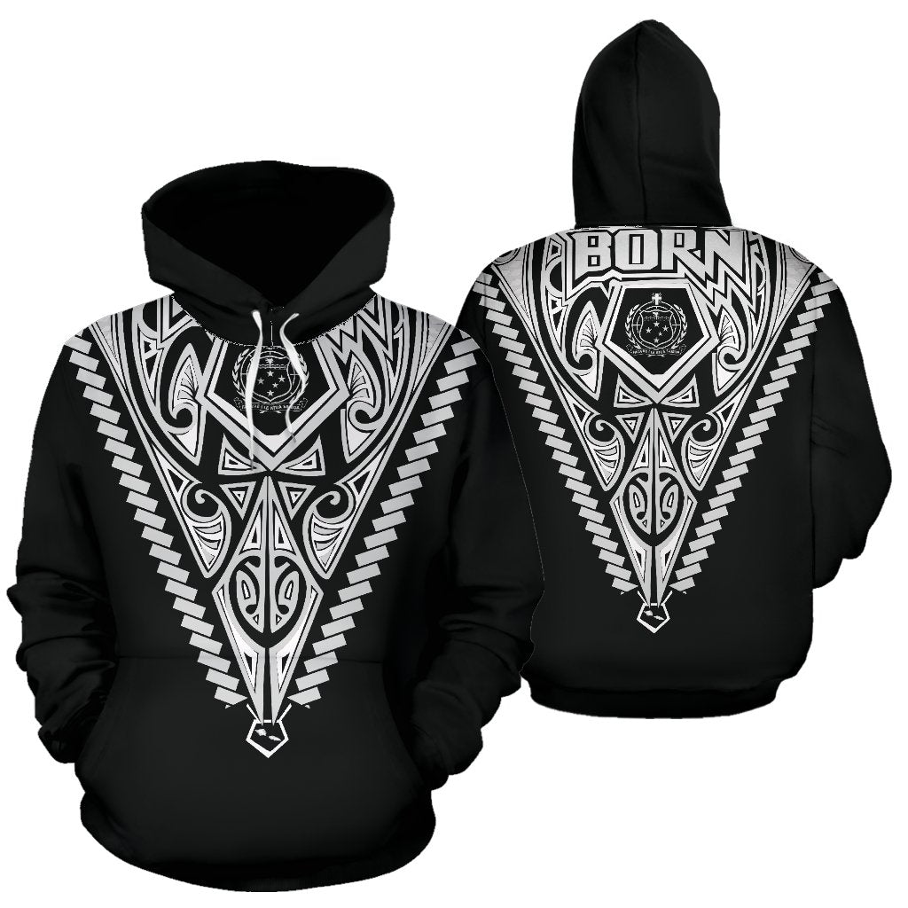 Born Samoa Hoodie Samoa Coat of Arms Polynesian Tattoo White Unisex White - Polynesian Pride