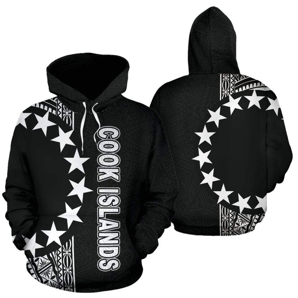 Cook Islands Polynesian Hoodie Line Black Unisex Black - Polynesian Pride