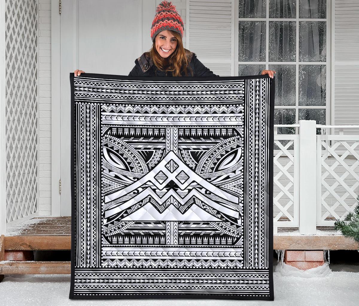 Hawaii Polynesian Mauna Kea Premium Quilt White - Polynesian Pride