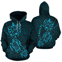 Tahiti Polynesian Family Turtles Hoodie Blue - Polynesian Pride