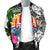 Tahiti Men's Bomber Jacket White - Turtle Plumeria Banana Leaf - Polynesian Pride