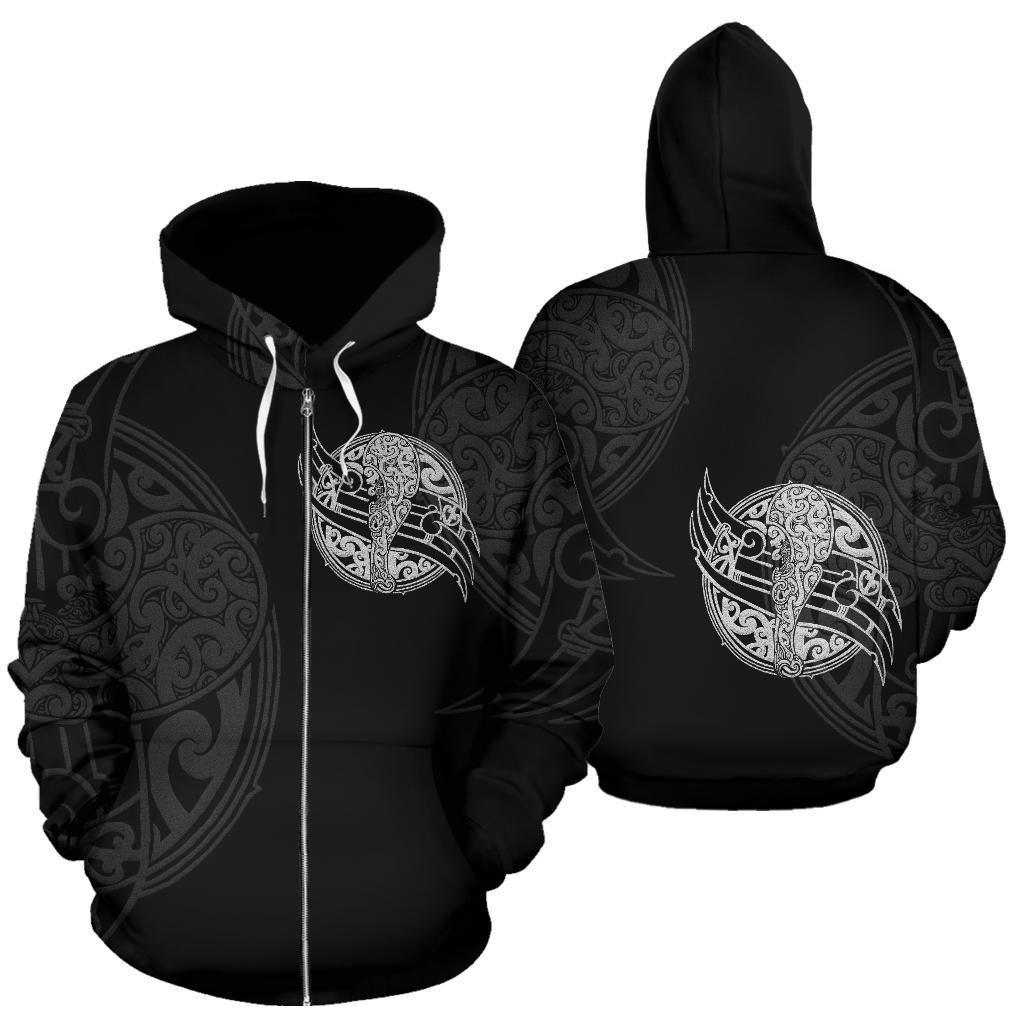 New Zealand Zip Hoodie, Maori Warrior Tattoos Full Zip Hoodie Unisex Black - Polynesian Pride