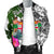 Fiji Men's Bomber Jacket White - Turtle Plumeria Banana Leaf Crest - Polynesian Pride