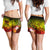 Fiji Women's Shorts - Humpback Whale with Tropical Flowers (Yellow) - Polynesian Pride