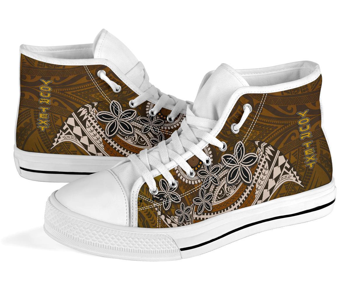 Cook Islands Custom Personalised High Top Shoes - Polynesian Boar Tusk - Polynesian Pride
