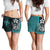 Kosrae Micronesia Women's Shorts Turquoise - Turtle With Hook Women Turquoise - Polynesian Pride