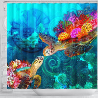 Tahiti Shower Curtain - Sea Turtle Coral Treasure - Polynesian Pride
