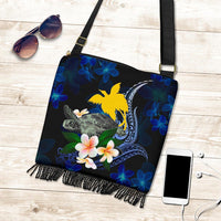 Papua New Guinea Polynesian Boho Handbag - Turtle With Plumeria Flowers - Polynesian Pride