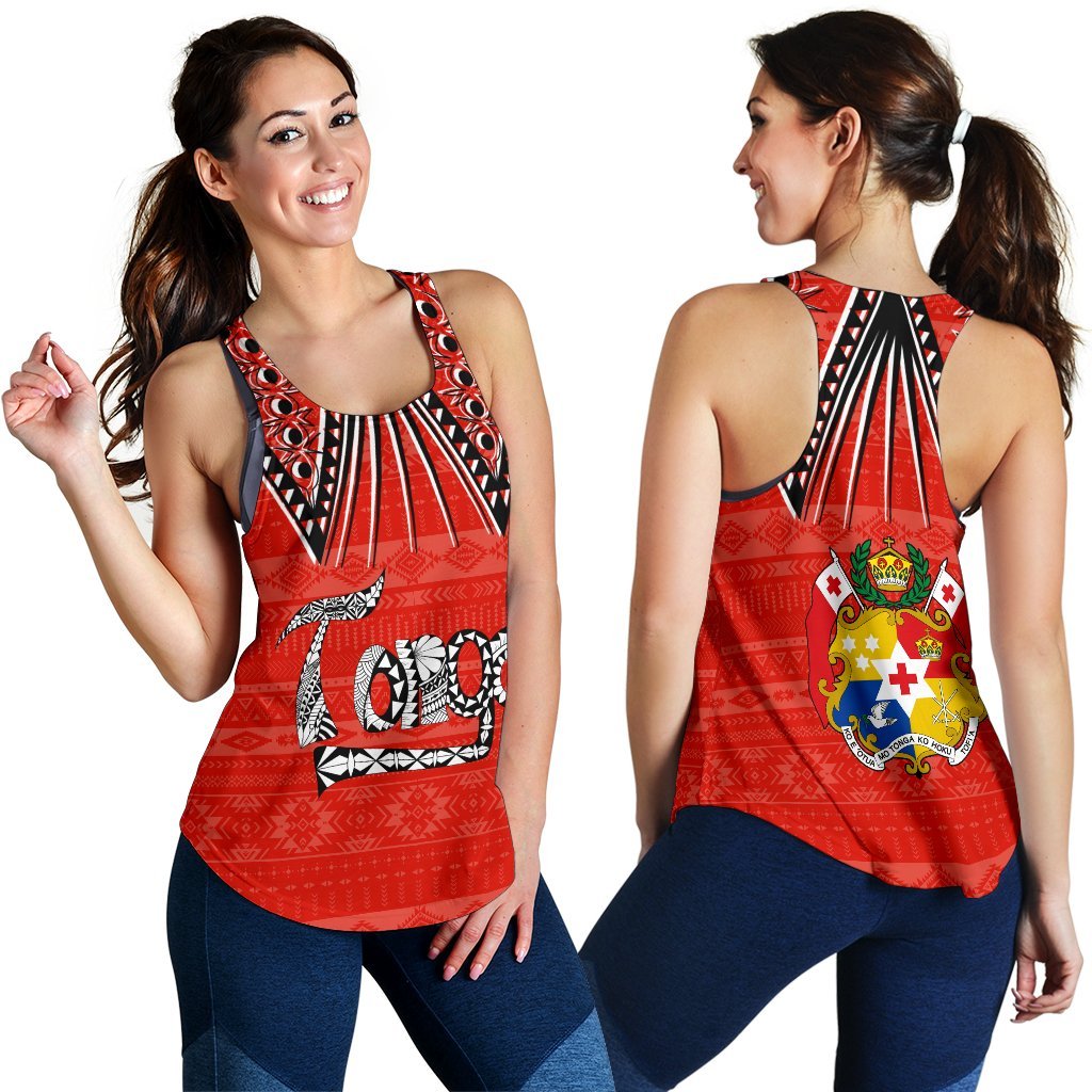 Coat of Arms Tonga Women's Racerback Tank K4 Red - Polynesian Pride