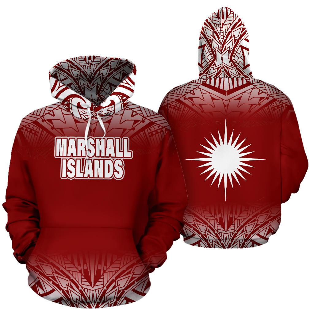 Marshall Islands All Over Hoodie Fog Red Unisex Red - Polynesian Pride