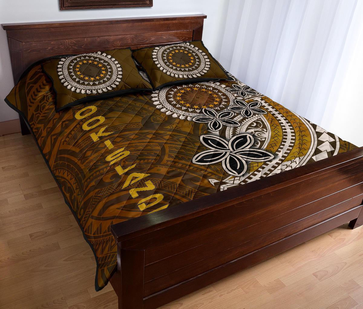 Cook Islands Quilt Bed Sets - Polynesian Boar Tusk Brown - Polynesian Pride