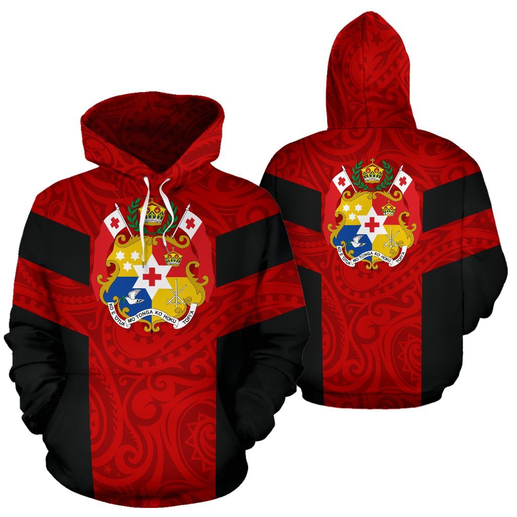 Tonga Polynesian Hoodie Tonga Coat of Arms Design Unisex Black - Polynesian Pride