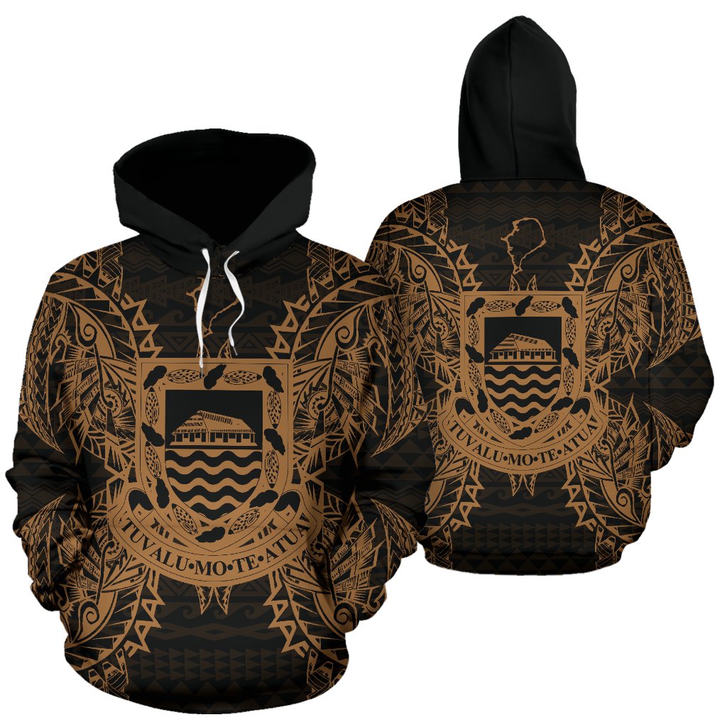 Tuvalu Polynesian ll Over Hoodie Map Gold Unisex Gold - Polynesian Pride