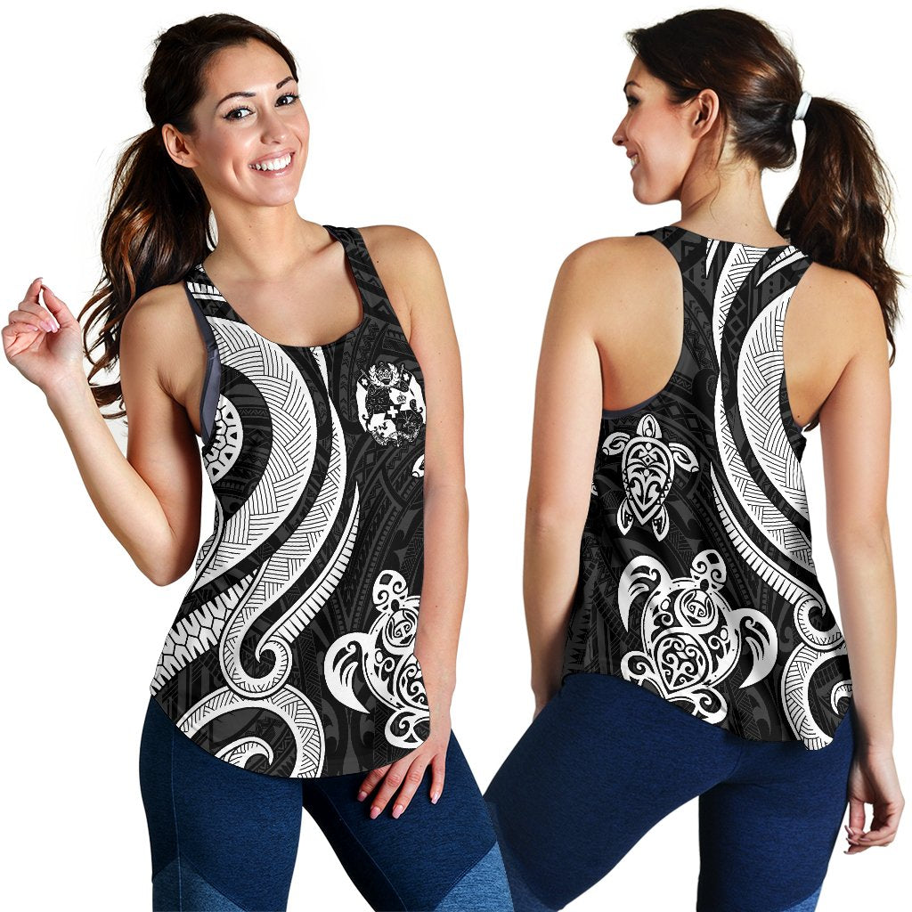 Tonga Polynesian Women Racerback Tank - White Tentacle Turtle White - Polynesian Pride