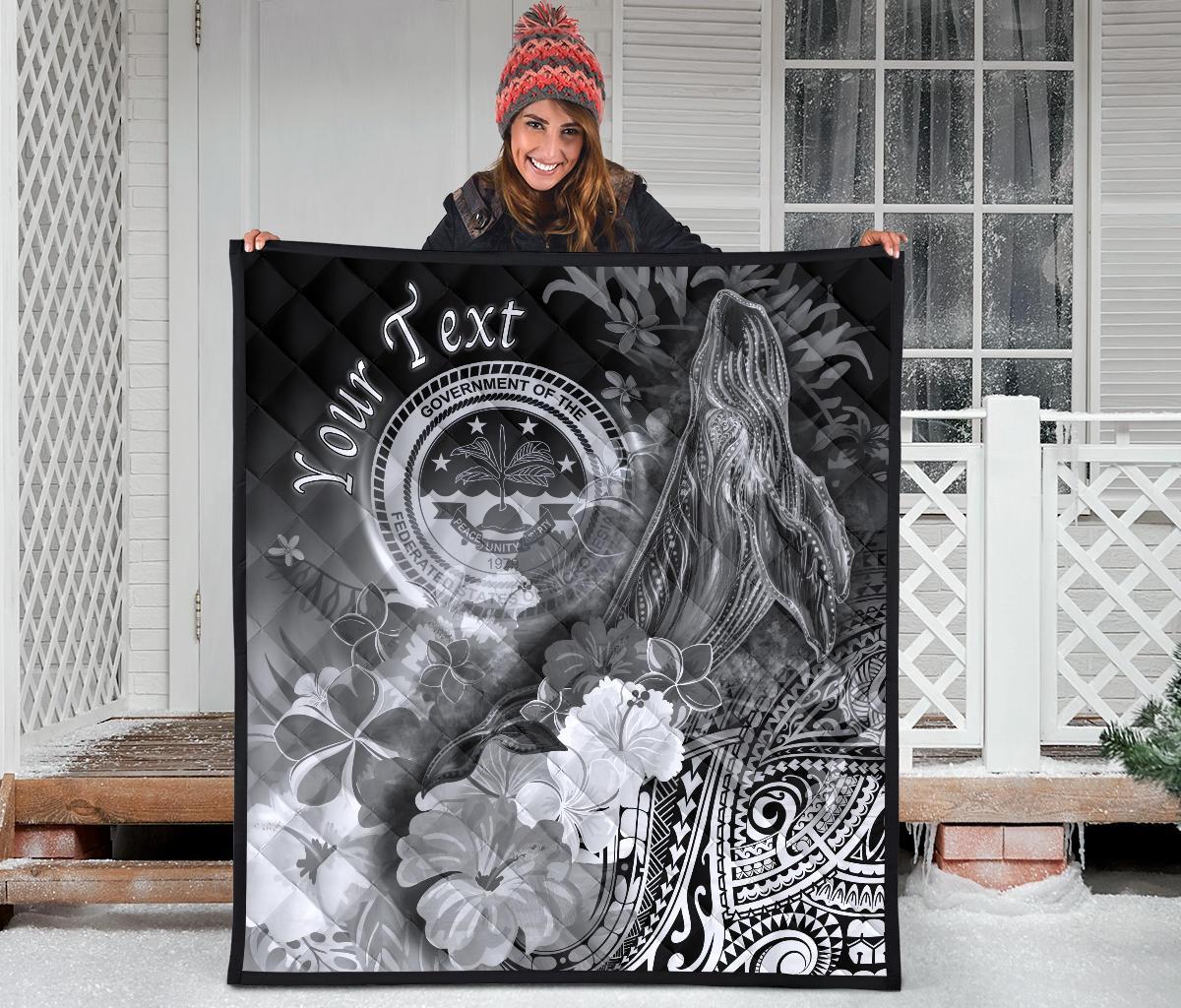 Federated States of Micronesia Custom Personalised Premium Quilts - Humpback Whale with Tropical Flowers (White) - Polynesian Pride