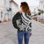 Cook Islands Women's Off Shoulder Sweater - White Tentacle Turtle - Polynesian Pride