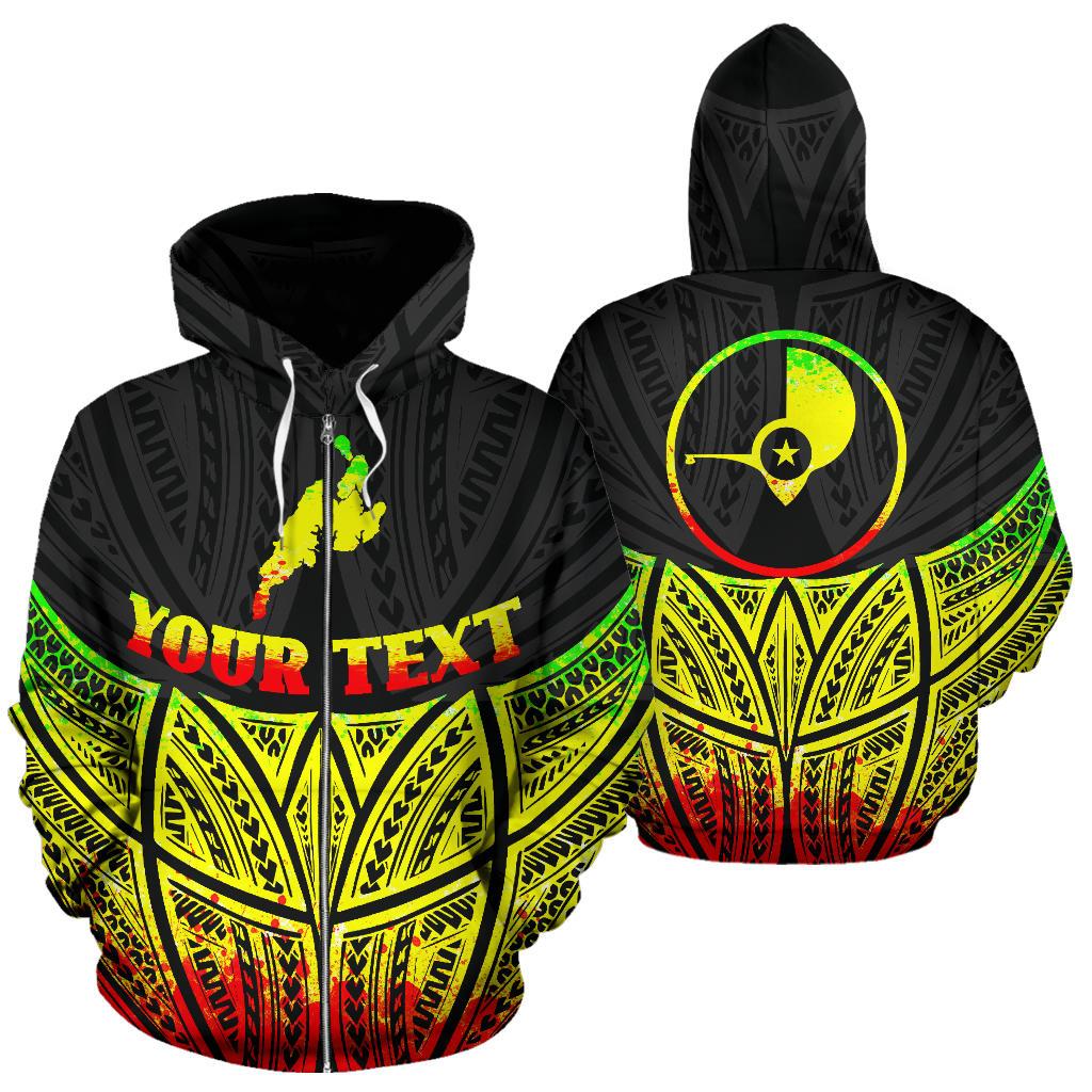 Yap Polynesian Custom Zip up Hoodie Reggae Pride Map and Seal Unisex Reggae - Polynesian Pride