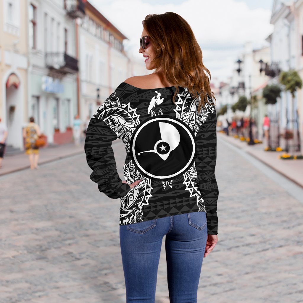 Yap Polynesian Shoulder Sweater Map Black - Polynesian Pride