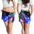 Guam Women's Shorts - Humpback Whale with Tropical Flowers (Blue) - Polynesian Pride