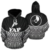 Yap Polynesian Hoodie Black Pride Map nd Seal Unisex Black - Polynesian Pride