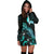 Pohnpei Polynesian Hoodie Dress - Turtle With Blooming Hibiscus Turquoise - Polynesian Pride