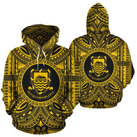Tuvalu ll Over Hoodie Tuvalu Coat of rms Polynesian Gold Black - Polynesian Pride