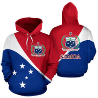 Samoa Flag All Over Hoodie Split Style Unisex Blue - Polynesian Pride
