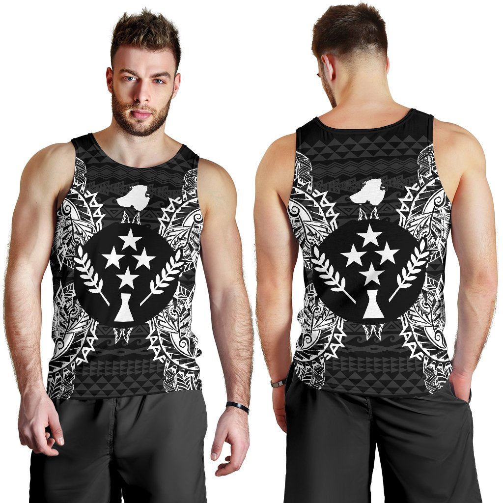 Kosrae Polynesian Men Tank Top Map Black - Polynesian Pride