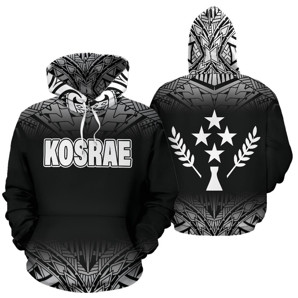 Kosrae All Over Hoodie Black Fog Style Unisex Black - Polynesian Pride