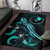 Yap Polynesian Area Rugs - Turtle With Blooming Hibiscus Turquoise - Polynesian Pride