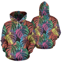 Polynesia All Over Hoodie Palm Leaves Neon Color Unisex Neon - Polynesian Pride