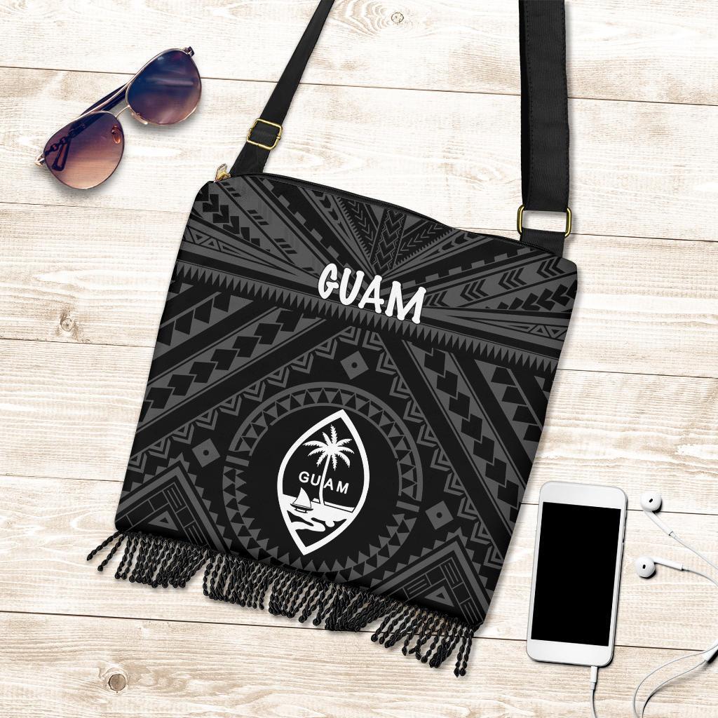 Guam Crossbody Boho Hadbag - Guam Seal With Polynesian Tattoo Style (Black) One Style One Size Black - Polynesian Pride