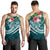 Kosrae Polynesian Men's Tank Top - Summer Plumeria (Turquoise) - Polynesian Pride