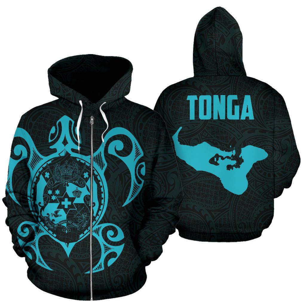 Tonga Polynesian Hoodie Tonga Coat of Arms In Turtle Map Unisex Black - Polynesian Pride