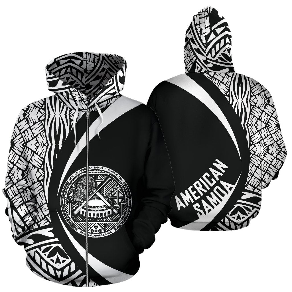American Samoa Polynesian Zip up Hoodie Circle Style - Polynesian Pride