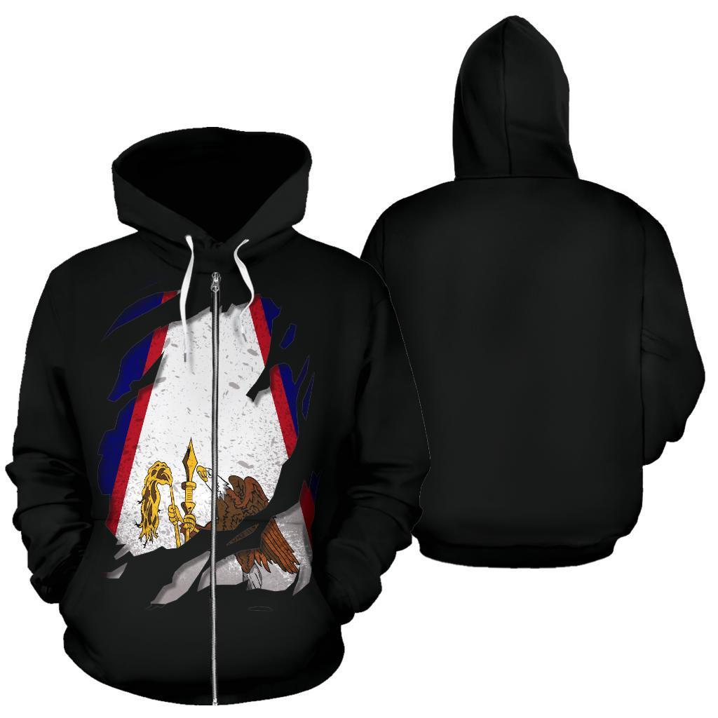 American Samoa Zip up Hoodie American Samoa Flag K13 Unisex Black - Polynesian Pride