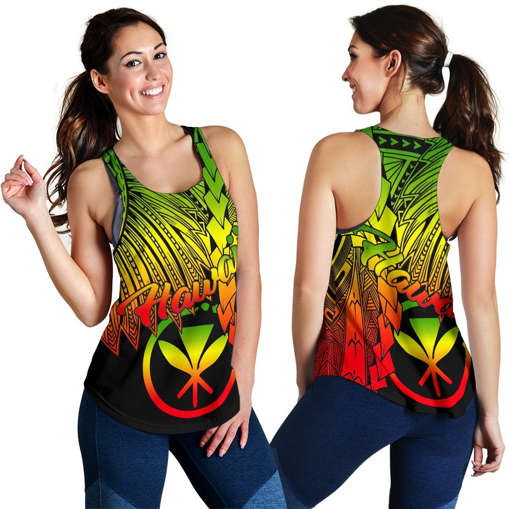 Polynesian Hawaii Women's Racerback Tank - Tribal Wave Tattoo Reggae Art - Polynesian Pride