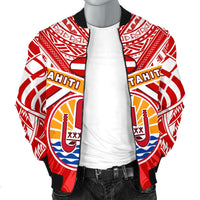 Tahiti Rugby Men Bomber Jacket Polynesian Coat Of Arms and Flag - Polynesian Pride