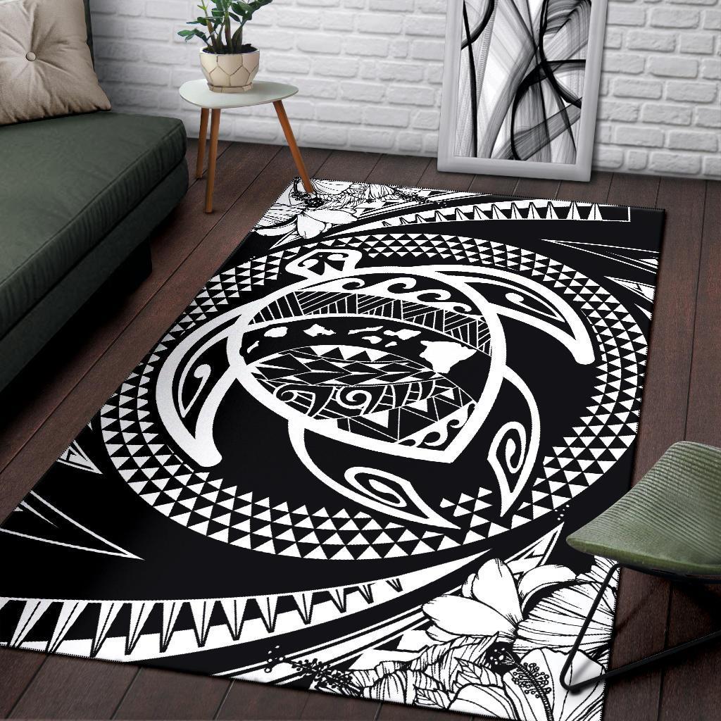 Hawaiian Kanaka Honu Hibiscus Tornado Polynesian Area Rug AH - Polynesian Pride